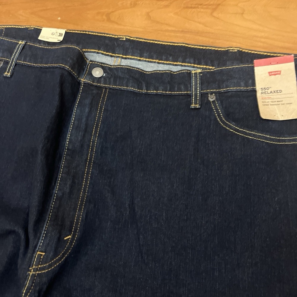 Levi's NWT 550 Big And Tall Jeans Dark Blue Denim Size 52x30 Relaxed Fit Stretch